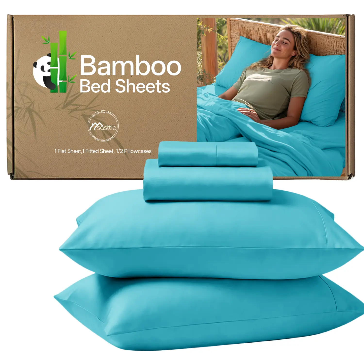 MUXHOMO Bamboo Cooling Bed Sheet Set - Soft Kids Sheets with Deep Pocket Fitted Sheet, Cooling &Breathable Fabric for Child, Shrink Kids Bedding Sets, Modern Style Bed Sheet Set Comforter Bedding