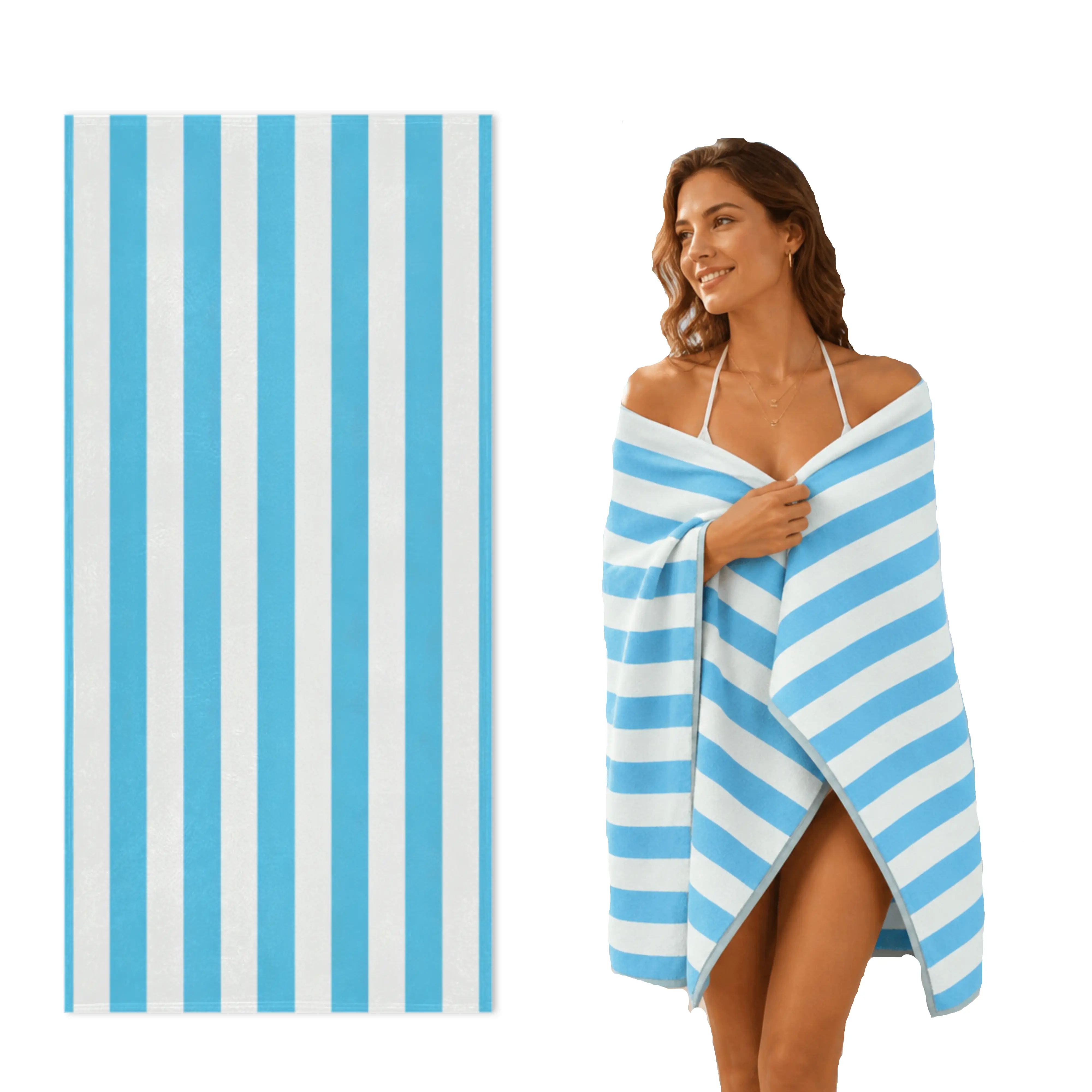 Classic Striped Picnic Mat & Beach Towel — Quick-Drying, Sand-Resistant Microfiber Towel. Soft, absorbent, lightweight, and easy to carry; an absolute essential for the beach, pool, swimming, travel, and summer vacations. Dimensions: 30" x 60".