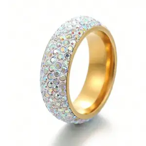 Unisex Travel Ring – Stainless Steel, Multi-Row Sparkle, Stylish Gift for Couples & Loved Ones