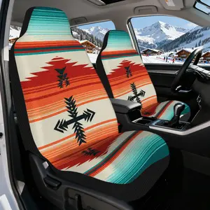 2pcs, Aztec Sunset Chevron Pattern Car Interior Seat Covers, Soft and Easy to Install, Universal Fit for Front Seats, Perfect for Comfortable Driving and Travel Use