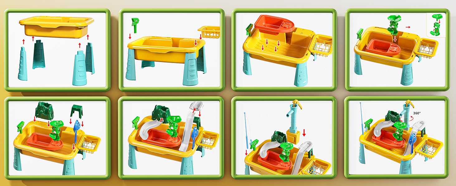 Play Sink with Running Water（ Fishing Games ）, Pretend Play Kitchen Sink with Upgraded Electric Faucet, Realistic play set learning cookingset Plastic Toy Outdoorfun Fun Cleaning Playset，Girls Role Play Gift#SummerVibes