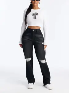 London Nights High Rise Straight Leg Jean - Black Wash