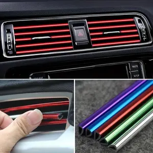10pcs 7.87inch Fit For Car Air Conditioner Outlet, Decorative U Shape Moulding Trim Decor Strips, Car Styling Car Door Edge Corner Protector, Car Decorations
