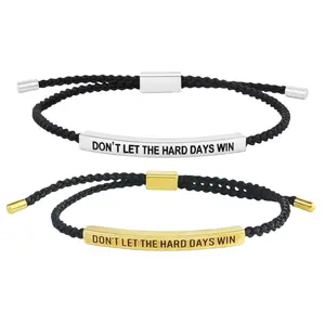 Don't Let The Hard Days Win Bracelet Adjustable Hand Braided Wrap Inspirational Bracelet for Women Men, To My Daughter/Friend/Boy/Girl/Kid Jewelry Accessories