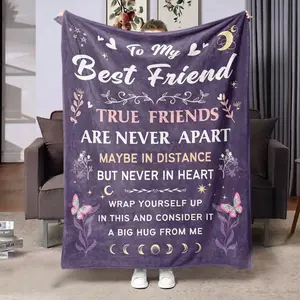 Comfortable Flannel Blanket, Butterfly Moon Floral Letters Design, Letter Pattern Blanket, Light Digital Print, Ideal Gift for Friends Family