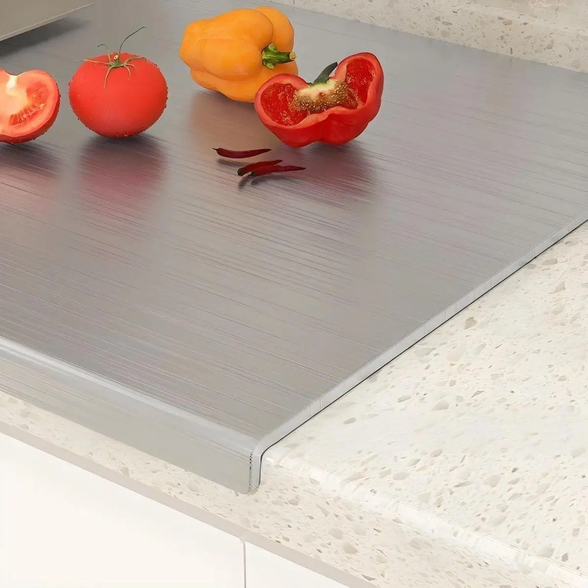304  Grade Stainless Steel Cutting Board, 30×40cm large size. Mildew & stain resistant, smooth non-stick surface, perfect for cutting, dough kneading and baking. Scratch-resistant, durable & easy to clean, great for home kitchens. non-slip Chopping, Heavy