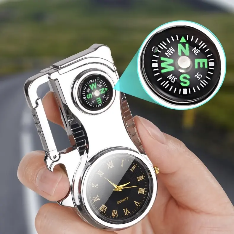 Multifunctional outdoor compass, bottle opener and timer. Multifunctional outdoor compass, bottle opener and timer.