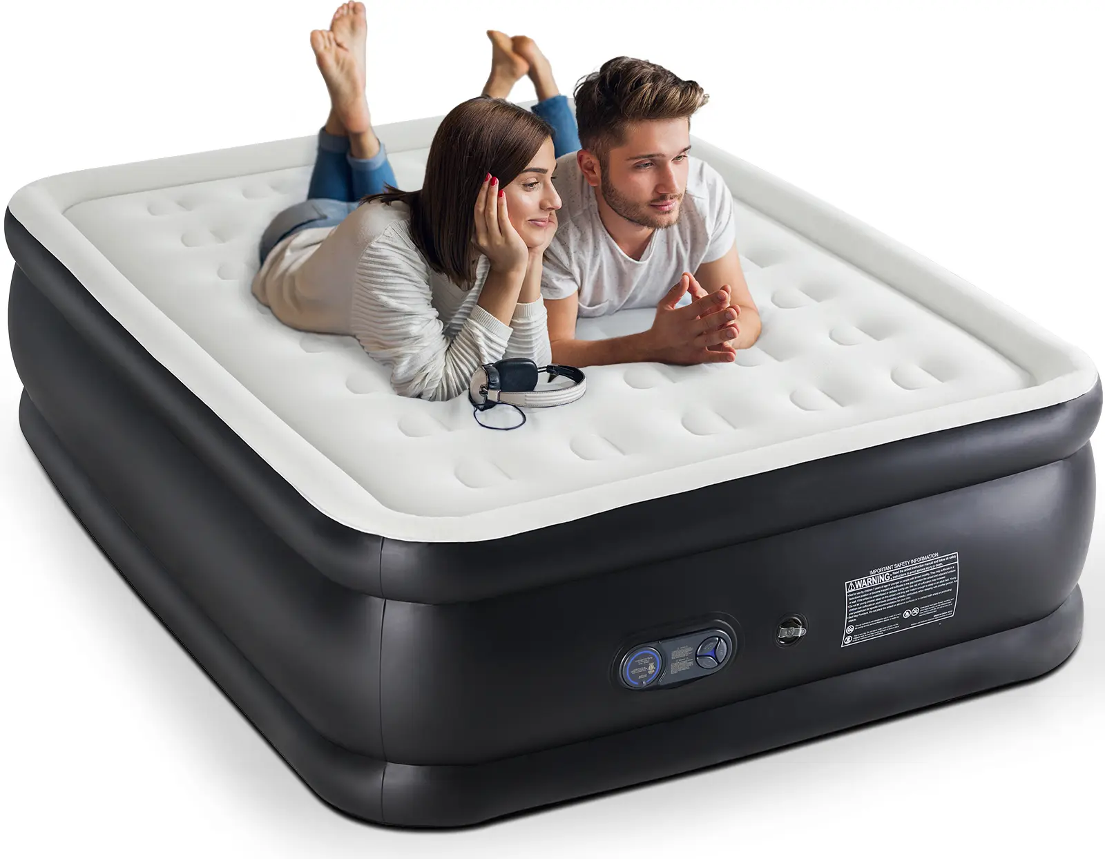 Air Mattress, Portable Low Noise Colchone Inflable with Built in Pump, Maximum Weight Capacity 600 lbs Air Bed for Camping, Beach, Outdoor