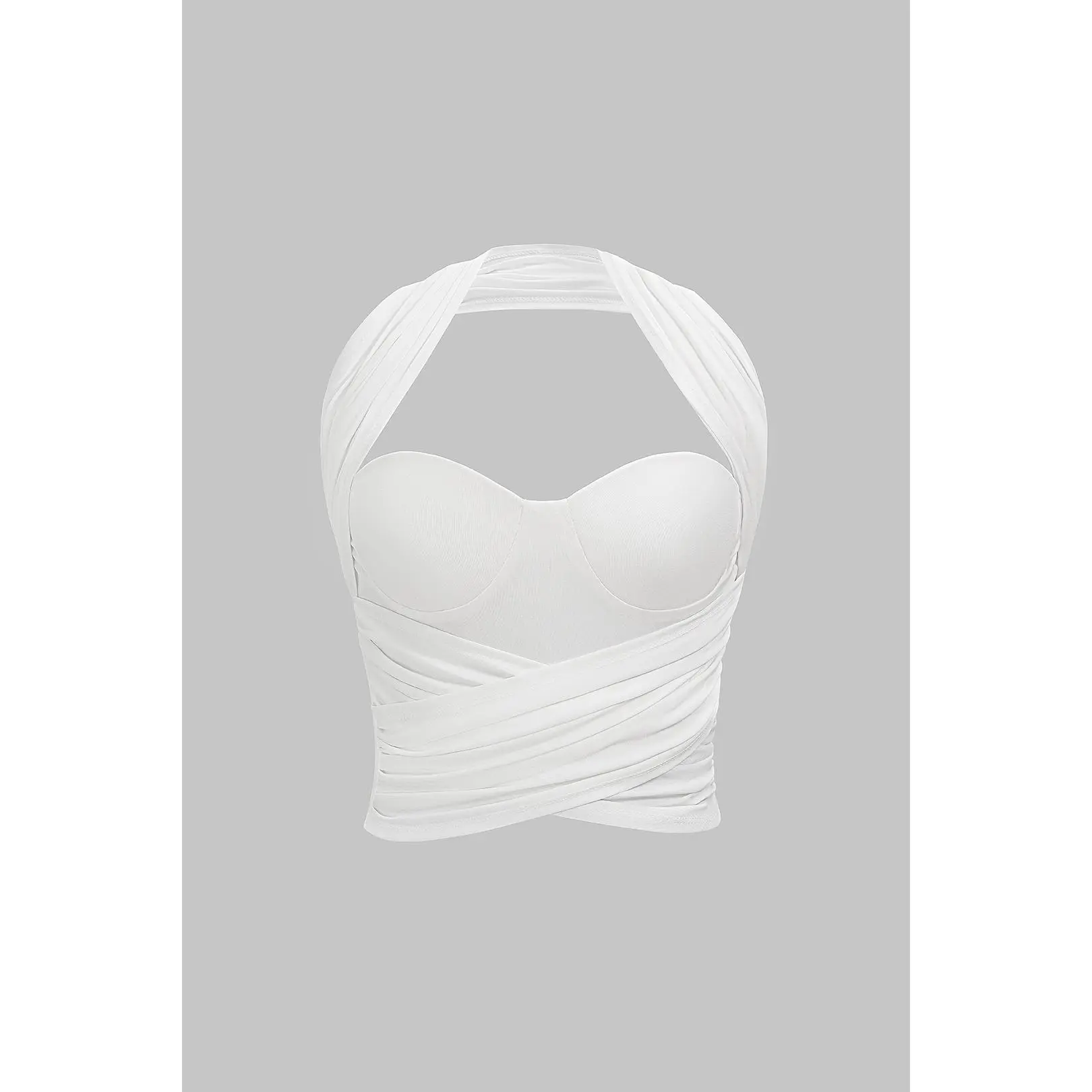 Halter Bustier Crossed Ruched Cami Top