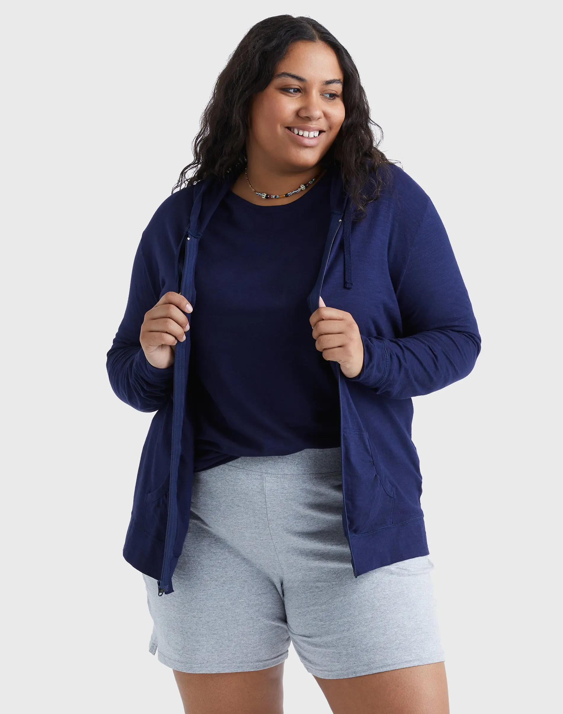 Hanes Just My Size Women's Full-zip Slub Hoodie (plus ) Intimates Comfortable Fit Soft Stretch Fabric Breathable Oj168 Pullover Womenswear