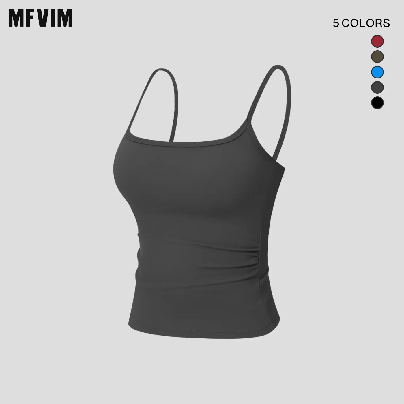 MFVIM Women's Square-Neck Sportswear Tank Top - Built-In Padding, Adjustable Straps, Slim Fit, Stretchy All-Season Universal Sport Activewear Sleeveless Camisole for Workouts & Everyday Wear