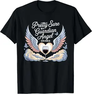 100% Cotton Pretty Sure My Guardian Angel Drinks Chaotic Spiritual - T-Shirt