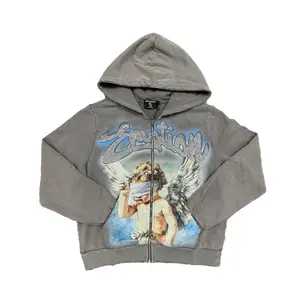 Mixed Emotion Rhinestone Grey Zip Up