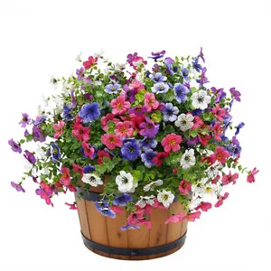 VIKINGS PANDA Artificial Flowers for Outdoors 24 Bundles 14" Silk Fake Flowers UV Resistant Realistic Daisies Faux Flowers Fake Hanging Flowers for Outdoor Planters Porch Garden Para Patio Decoracion Indoor Yard Home Decor