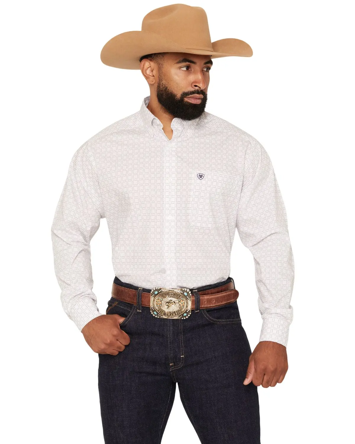 Ariat Men's Men'S Pace Geo Print Long Sleeve Button-Down Western Shirt - 10079421