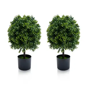 Garvee 20" Artificial Topiary Ball Set of 2 with Faux Boxwood Trees in Nursery Pots, Decorative Shrubs for Indoor and Outdoor Home and Garden Enhancements
