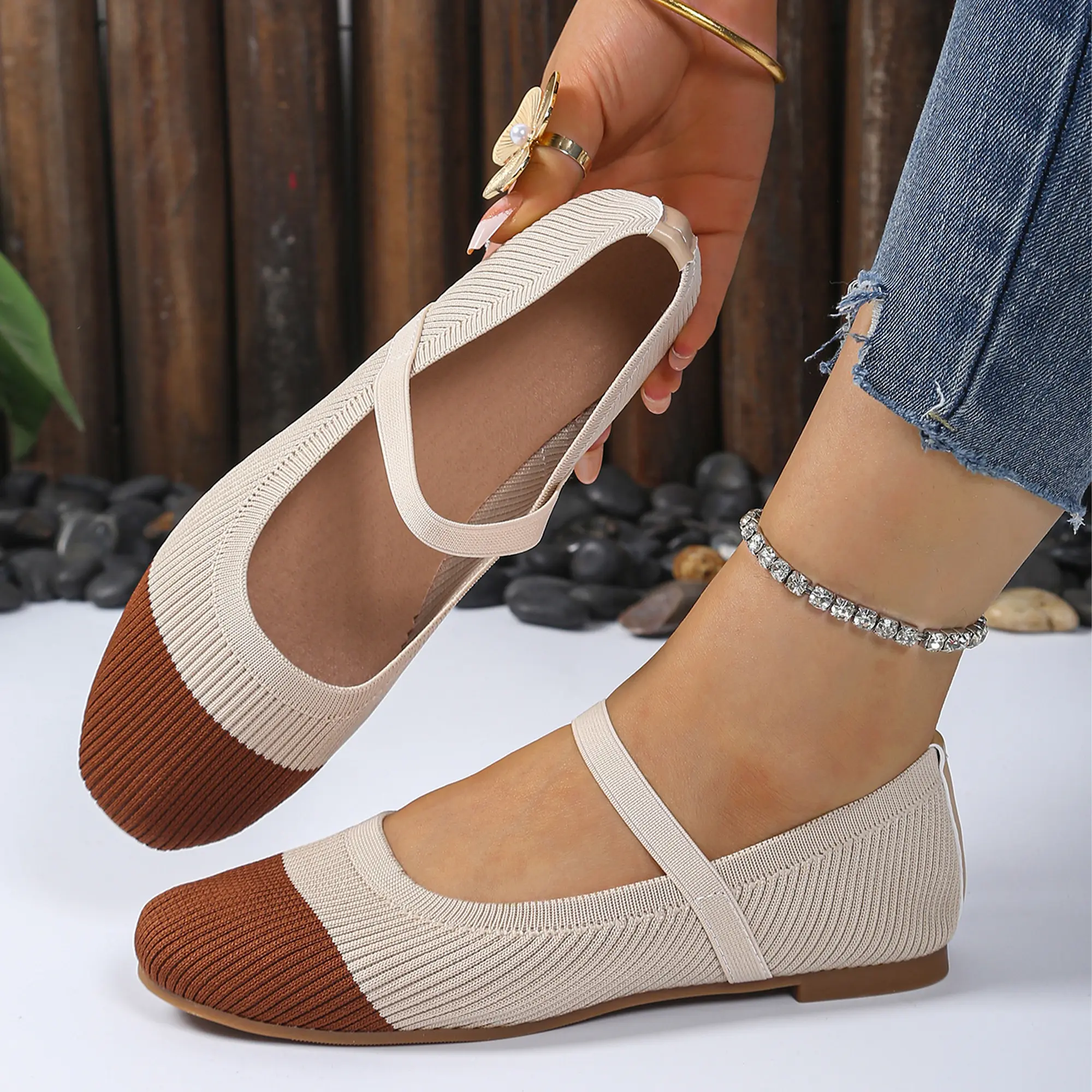 Women's Ballet Flats Shoes Closed Pointed Toe Dressy Slip on Flat Shoe with Elastic Strap Casual Office Summer Vibes