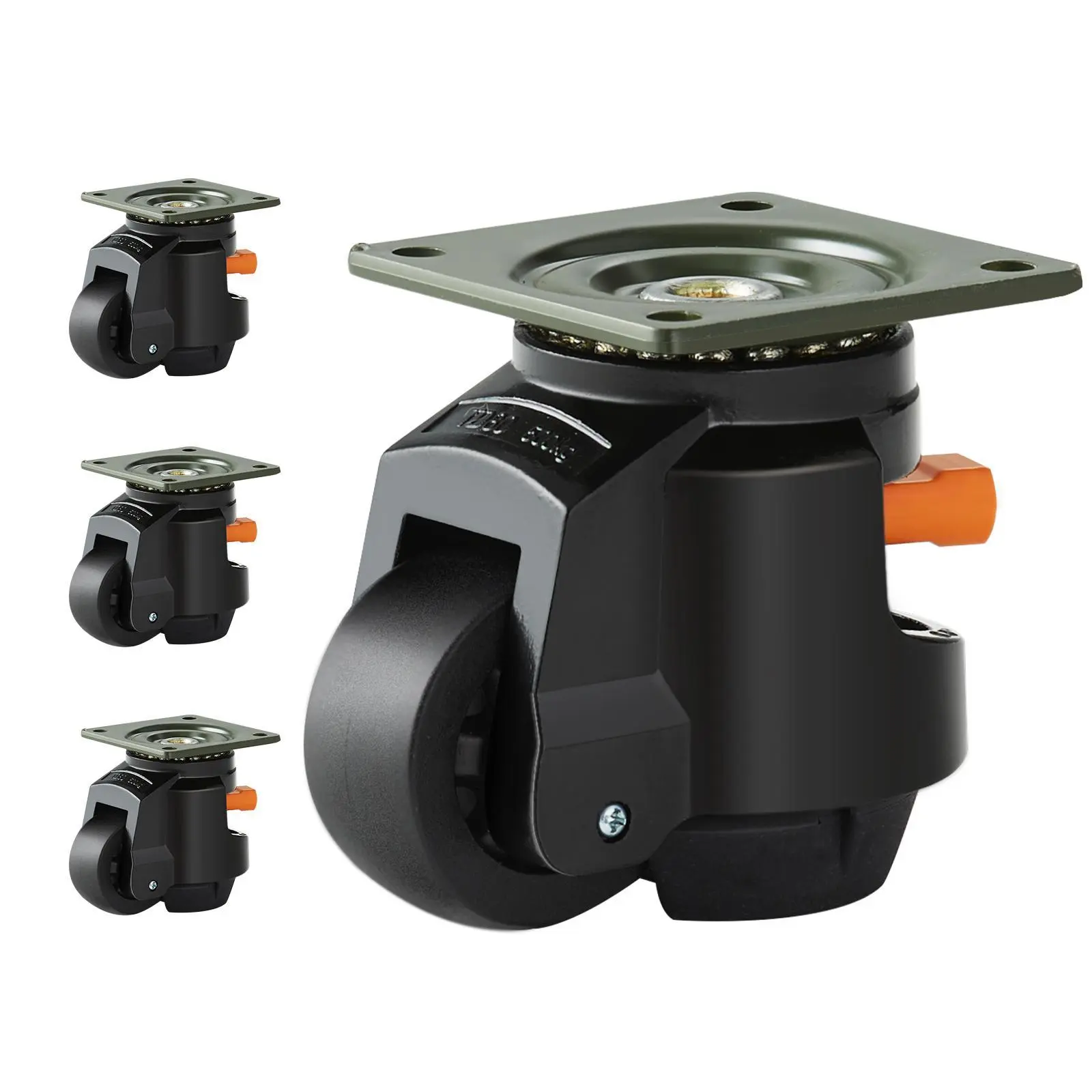 【FathersDayGift】VEVOR Leveling Casters,  Set of 4, 2200 lbs Total Load Capacity, 2.5 inches, Heavy Duty with Upgraded Handle Design, 360 Degree Swivel Caster Wheels, Adjustable Casters with Feet for Workbench, Machine