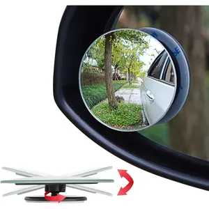 HD Glass Frameless Blind Spot Mirror, 360° Rotatable Wide Angle Convex Rear View Mirror for Car Reversing & Lane Change