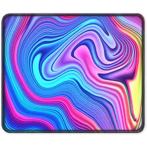Auhoahsil Gaming Mouse Pad with Stitched Edge, Premium-Textured Mouse Mat Waterproof Non-Slip Rubber Custom Rectangle Mousepad for Laptop Computer Gaming Office 11.8 X 9.85 Inch, Colorful Wave Design Auhoahsil