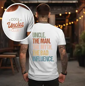 Cool Uncles Club The Man Myth Bad Influence Double Sides Shirt, Funny Uncle Gifts, Best Uncle Ever Shirt, Cool Uncle T-shirt,Gift for Uncle Cotton Tee