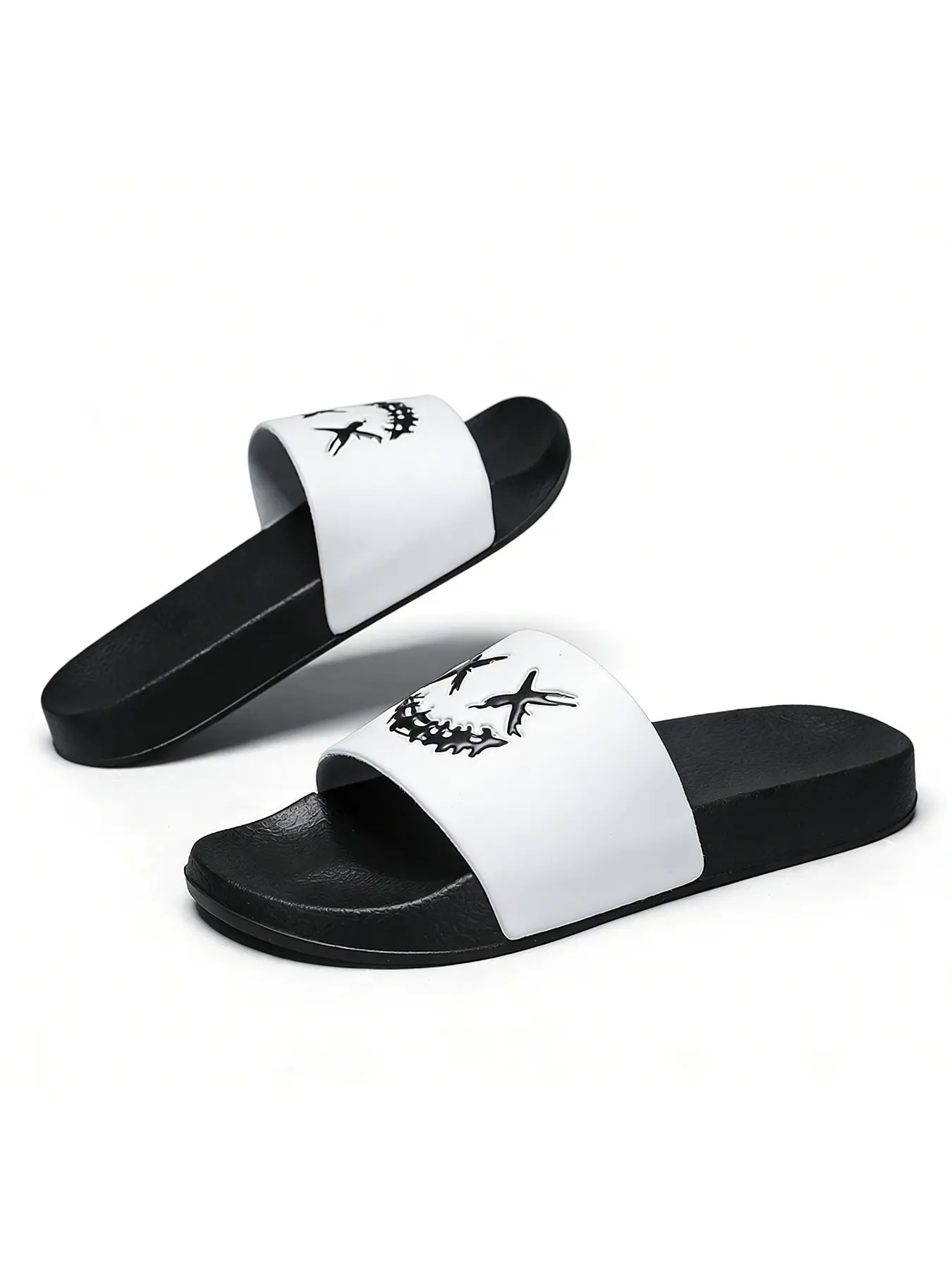 Men's Graffiti Anti-Odor Colorblock Soft Comfortable Slip-On Sandals, Korean Style Outdoor Non-Slip Cool Slippers Footwear