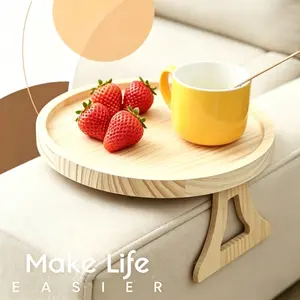 Wooden sofa armrest tray clip, foldable sofa table, home-installable wooden side table, stable sofa armrest table, space-saving living room sofa tray for placing drinks, snacks, remote control, mobile phone, tableware, two options available