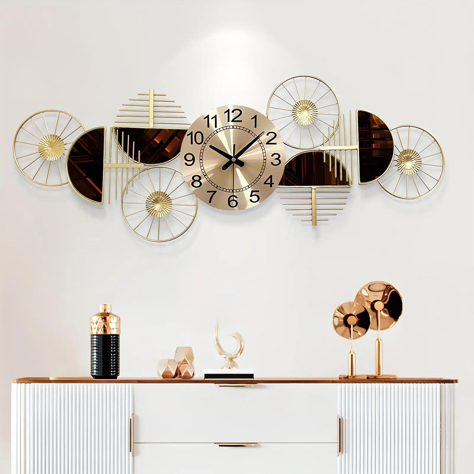 Metal Wall Clock Decorative, Large Wall Clock with Silent Movement, Boho Lotus Leaf Metal Wall Decor, 3D Stacked Flower Wall Art Decor, Creative Modern Big Wall Clock Decor for Living Room, Corridor, Kitchen Thoughtful Gift