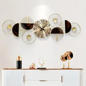 Metal Wall Clock Decorative, Large Wall Clock with Silent Movement, Boho Lotus Leaf Metal Wall Decor, 3D Stacked Flower Wall Art Decor, Creative Modern Big Wall Clock Decor for Living Room, Corridor, Kitchen Thoughtful Gift