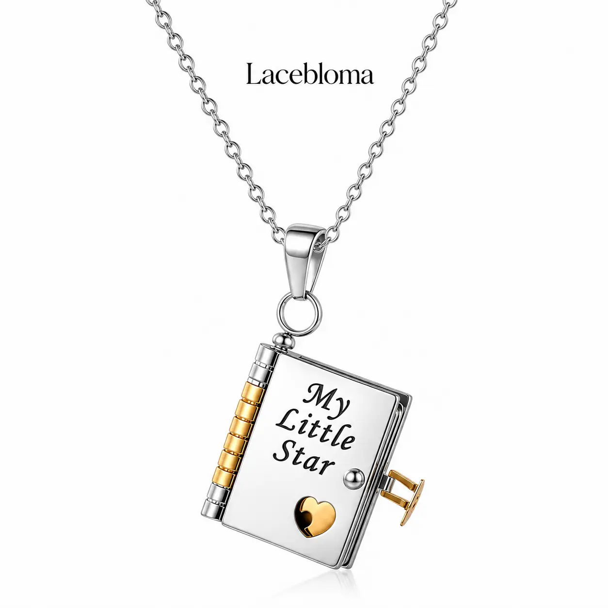 Mom Ever Book Necklace, Book Locket Pendant Necklace for Daughter, “My Little Star” Engraved Openable Book Necklace for Girls, Accessories for Women, Freak Gifts for Her