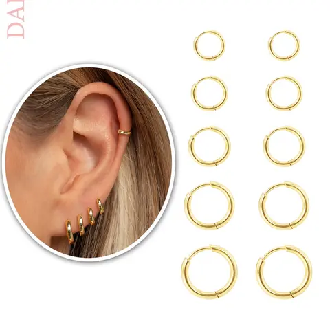 Stainless Steel Hoop Earrings, Hoop Earring Sets, Minimalist Multi-hole Stacking Earrings, Fashionable Hoop Earrings, Fashion Jewelry for Women & Girls, Suitable for Daily Wear, Elegant Minimalist Earrings, Circle Shape Earrings, Ear Hoops