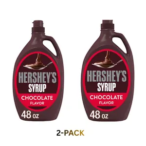Hershey's Chocolate Flavored Syrup 48 oz Bulk Bottle Pack of 2 Sweet Topping for Ice Cream Desserts Milkshake & Coffee - Beverage