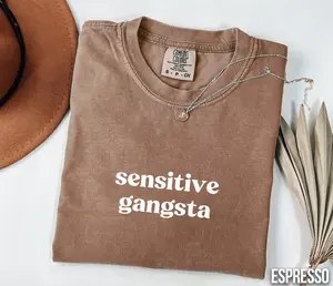 Comfort Colors Sensitive Gangsta Trendy Quote T-shirt Meme God Forbid I'm A Sensitive Gangster Graphic Tee, Im A Mommy Mamacita T-shirt Gift For Her