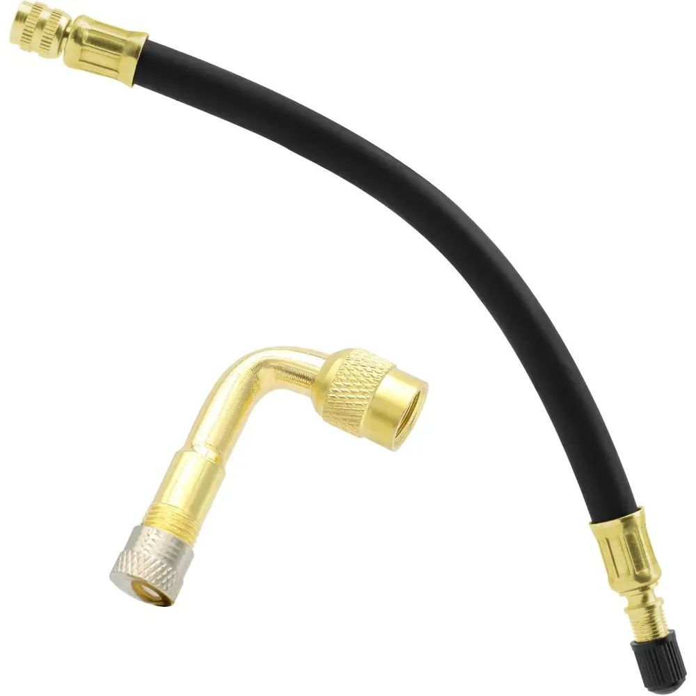 Tire Valve Extension, 8.25 Inch Flexible Valve Stem Extenders with 90 Degree Brass Schrader Tire Valve Extension Adaptor For Cars,Truck,Motorcycle,Bike,Scooter