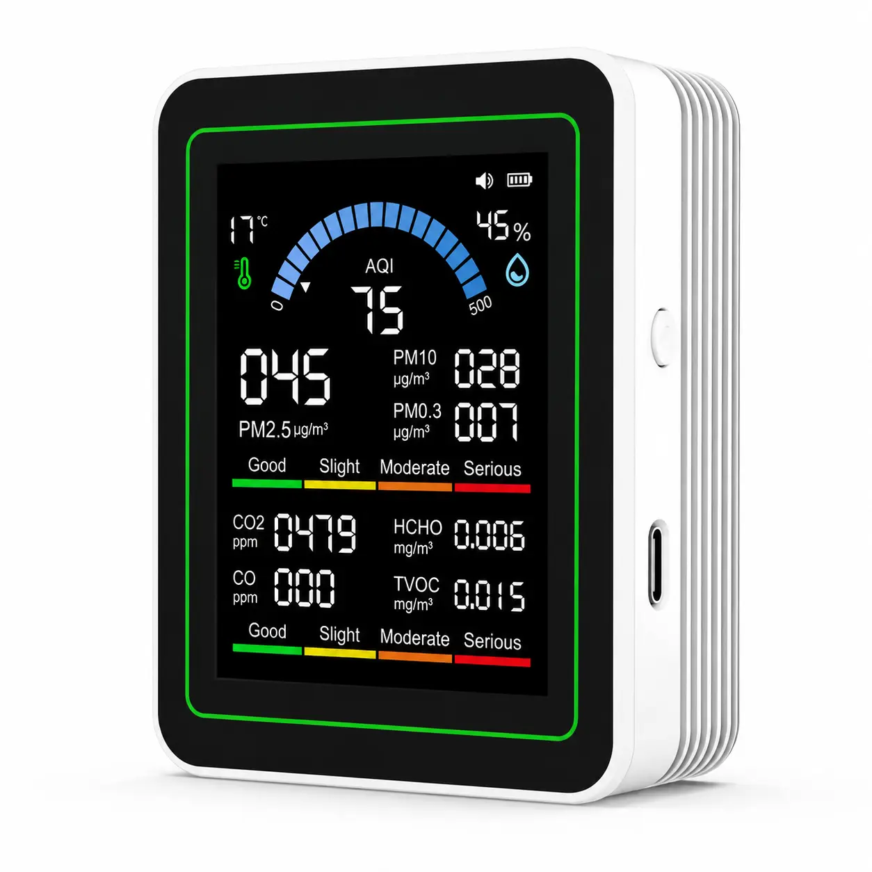 Welsteepse Upgraded 10-in-1 Smart Air Quality Monitor for Family - Indoor Tester with CO2, CO, TVOC, HCHO, PM0.3, PM1.0, PM2.5, PM10, Temperature, Humidity - Suitable for Living Room, Baby Nursery, Batteries Included (Yes)