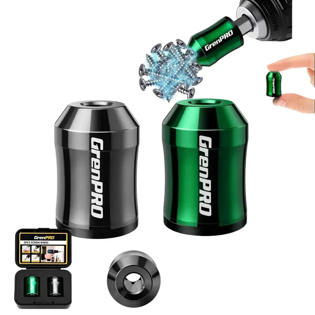 GrenPro 1/4-Inch Detachable Magnetic Drill Bit Ring Set of 3, Strong Anti-Drop Magnetizer for Screwdriver Bits, Impact Wrenches, Hex Drivers, Home Repair, Screws