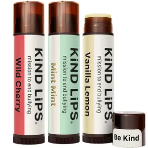 Kind Lips Organic Lip Balm 3 Pack - Sweet Mint, Vanilla Lemon, Georgia Peach - Natural Ingredients, Beeswax, Olive Oil, Shea Butter, Peppermint Oil, Vitamin E