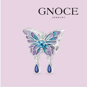 GNOCE Fantasy Butterfly Pendant Charm Birthday Gifts s925 Sterling Silver Romantic Dangle Charms for Bracelet Jewelry Gift For Women Wife Moms