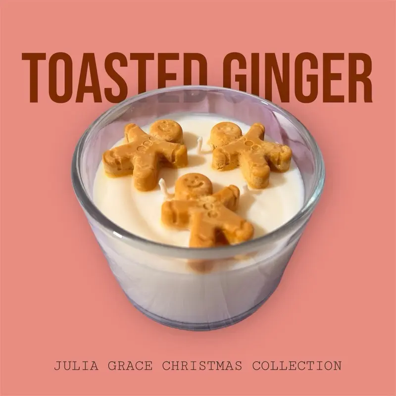 Julia Grace Christmas Collection Toasted Gingerbread Scented Candle with Gingerbread Man Shape for Festive Home Decor