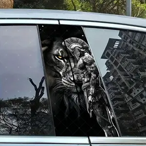 2pc Lion Creative Vinyl Sticker Universal Car Sticker Car B-Pillar Protection Decal Easy Peel & Stick Sunproof Waterproof Scratch-Resistant for All Cars Car Accessories Vehicle Decoration Car Decals