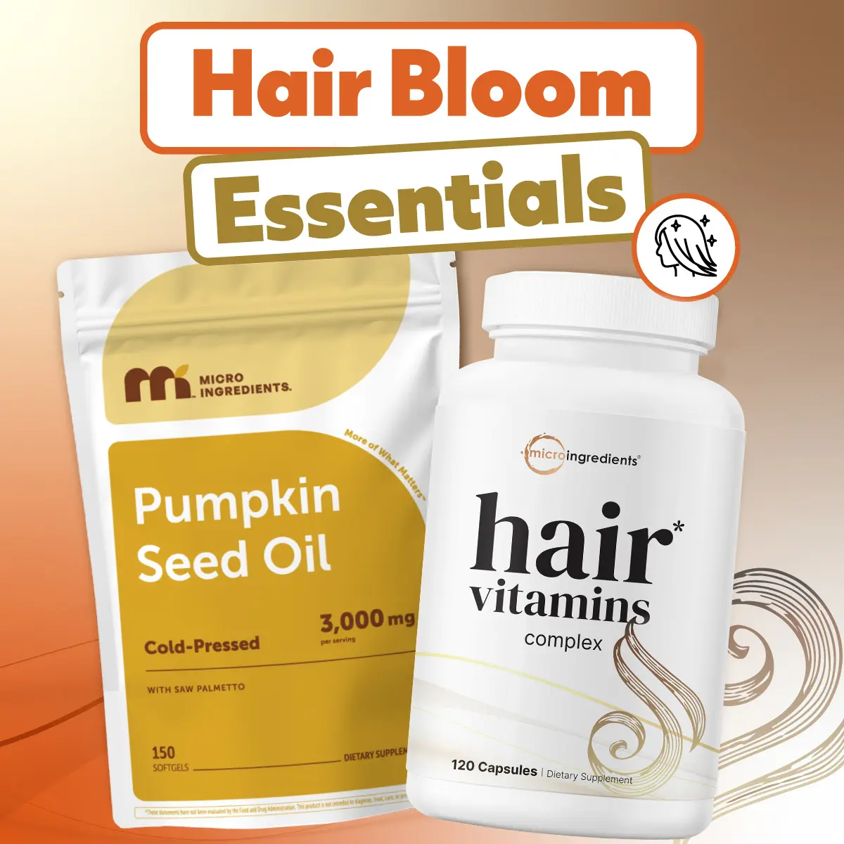 Hair Bloom Essentials Bundle: Pumpkin seed oil 150 softgels & Hair Vitamin 120 Capsules