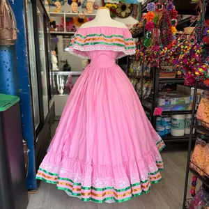 2 piece set Folklore Mexican Solid  skirt and blouse Womenswear