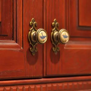 2 Ceramic Furniture Knobs Classic Vintage Single Hole Pull Handle for Drawers or Cabinet Doors Home Decor, Decorative Elements, and Old Furniture Replacement