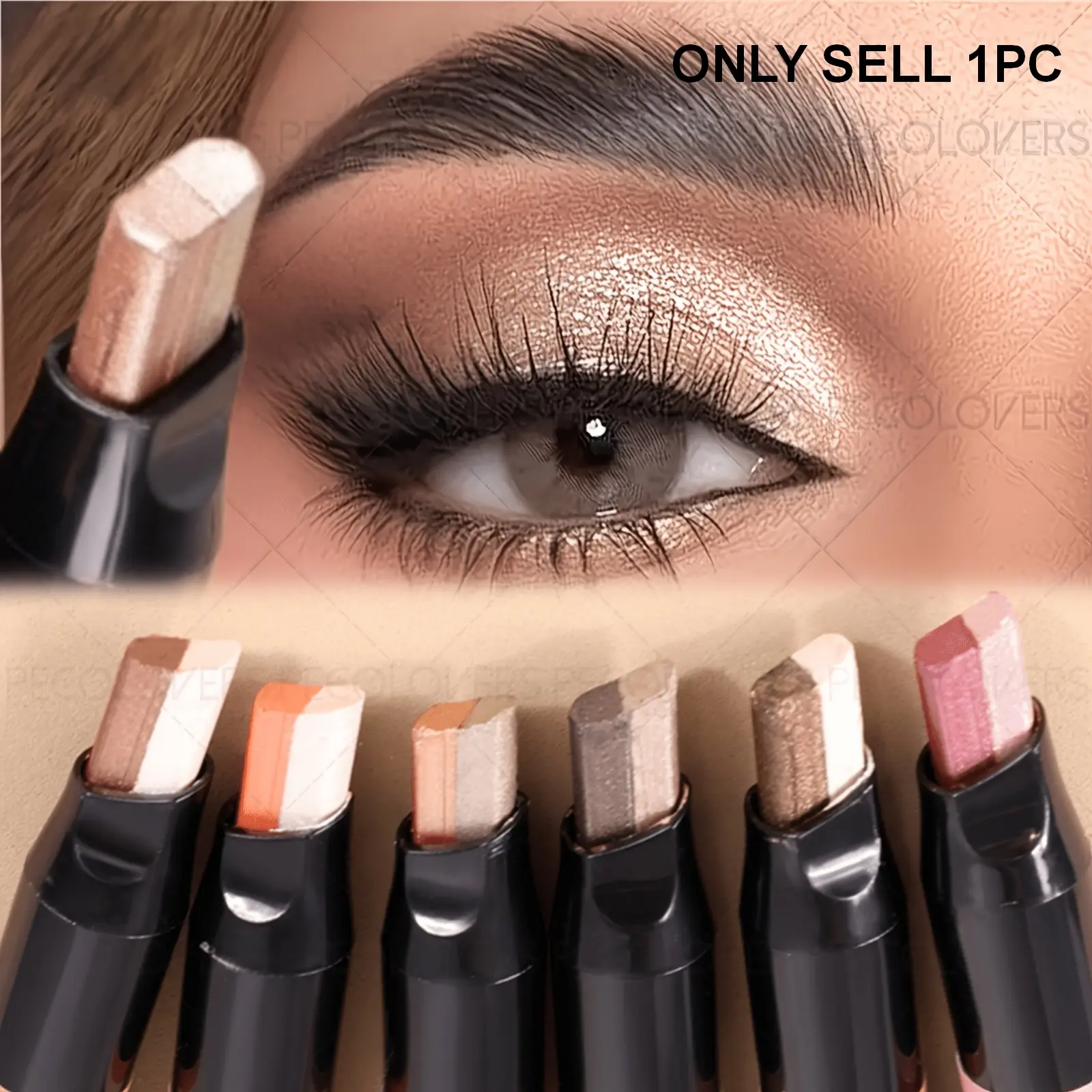 1pc Dual-Tone Ombre Eyeshadow Stick, Highly Pigmented Shimmer Pearlescent Finish, Easy-to-Blend Gradient Eye Color, Waterproof Long-Lasting Smudge-Proof Formula, Beginner-Friendly, Ideal for Daily, Party & Festival Makeup