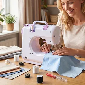 Portable Electric Sewing Machine Professional Version, with 12 Thread Patterns, Adjustable Speed, Overlock, Sewing Machine Parents, Beginners, Enthusiasts, Lightweight, Easy to Use, Very Suitable for, Manual Repair, USB Or Battery Power Supply