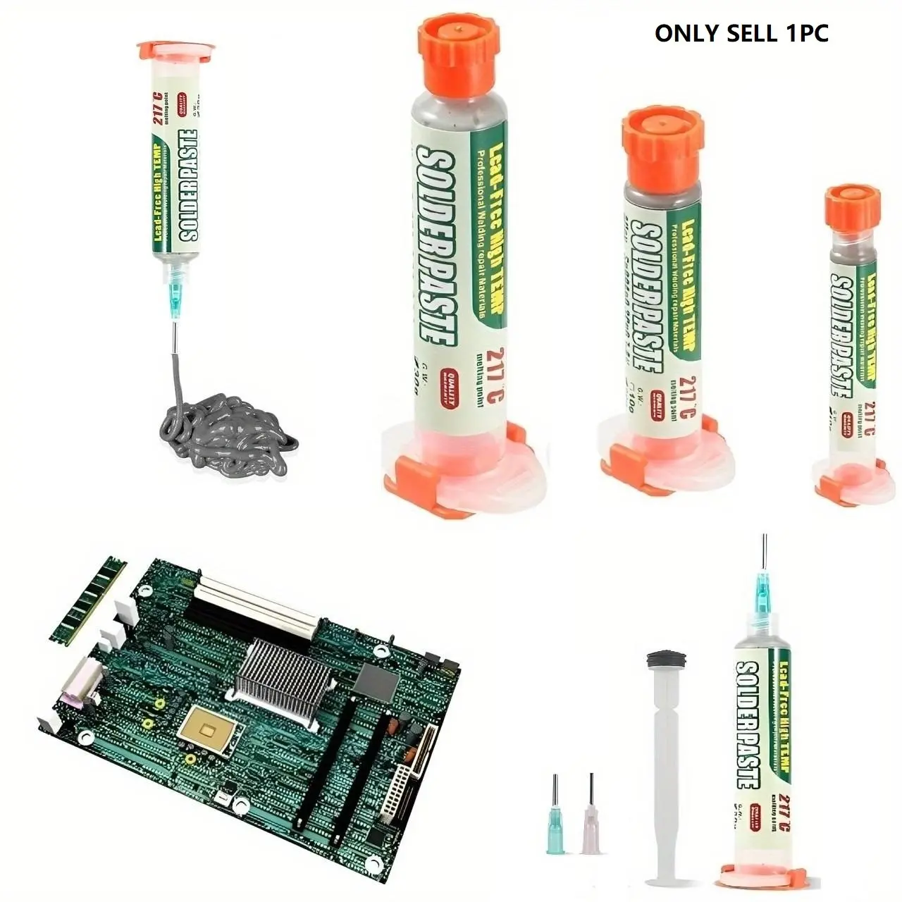 High Temperature Solder Paste Sn99% Ag0.3% Cu0.7% Precision Formula, 217°c Injection, Includes 2 Quantitative Tools & Push Rods, Ideal for Bga Smt Soldering