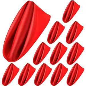 12 Pieces Satin Napkins Soft Dinner Napkins Square Table Napkins 17 x 17 Inches for Restaurant Weddings Party Dinner Decoration Red