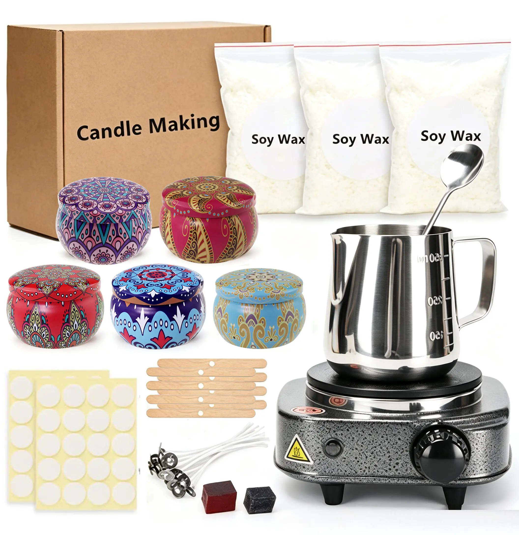 Complete Candle Making Kits for Adults Beginners, DIY Candle Making Supplies Include Soy Wax,Wax Melter,Dyes,Wicks,Wicks Sticker,Candle Tins & More-Full Candle Maker Set - Arts & Crafts Kits # BlackFriday