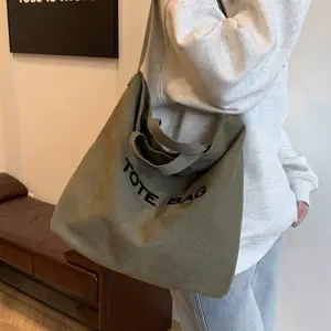 Large Capacity Letter Graphic Canvas Tote Bag For Women, Fashion Handbag Casual Commuter Shoulder Bag, Minimalist Lightweight Big Capacity Female Satchel Bag, Versatile Vintage Tote Crossbody Bag, New Simple Style Women Tote Bag Fit For Work School