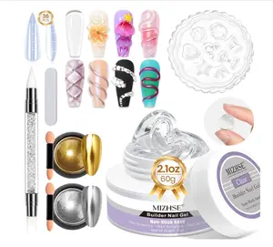 MIZHSE 3D Gel Nail Art Sculpting Gel, Solid Builder Gels for Nails 60g Large Capacity 3D Sculpting Non-Sticky Carving U V/LED Extension Hard Gels with 3D Mold for Nail Art Salon Home DIY